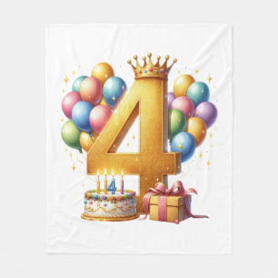 Cobertor De Velo Aniversário de 4 anos dourado