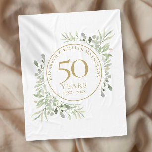 Cobertor De Velo Aniversário de 50 anos de Casamento Gold Greenery 