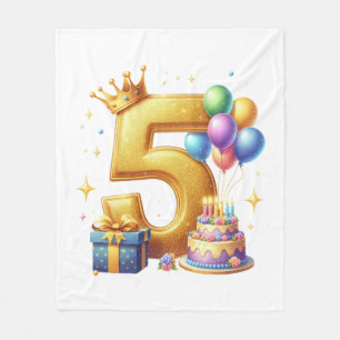 Cobertor De Velo Aniversário de 5 anos dourado