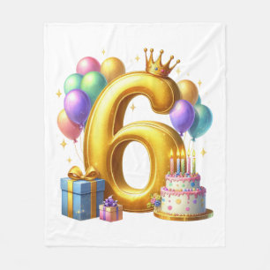 Cobertor De Velo Aniversário de 6 anos dourado