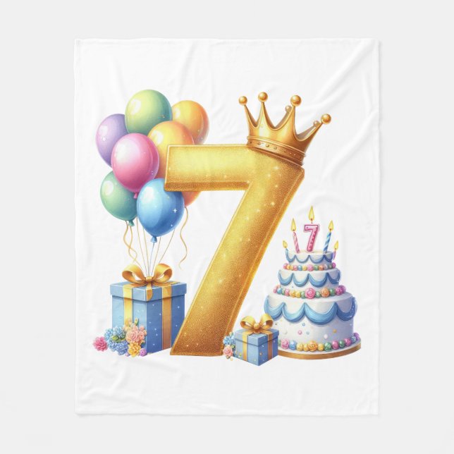 Cobertor De Velo Aniversário de 7 anos dourado (Frente)
