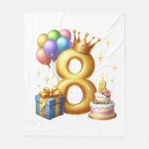 Cobertor De Velo Aniversário de 8 anos dourado