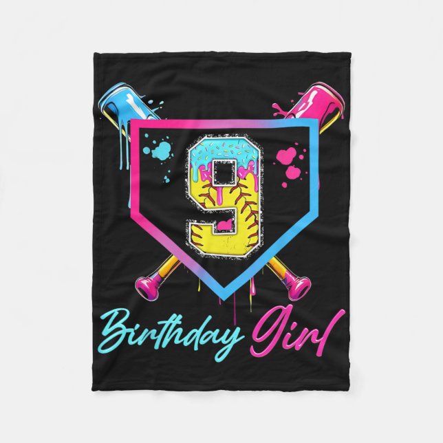 Cobertor De Velo Aniversário de 9 anos de Sorvete Softll Drip 9 Ano (Frente)