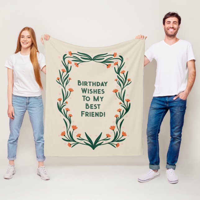 Cobertor De Velo Aniversário Deseja Frame Floral Elegante (In Situ)