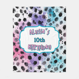 Cobertor De Velo Aniversário do Pastel Watercolor Spots Dalmacianos