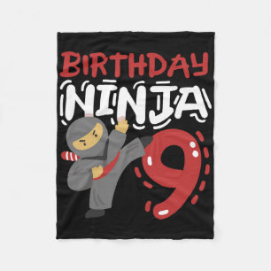 Cobertor De Velo Aniversário Ninja 9 Anos Idade Crianças de Karate