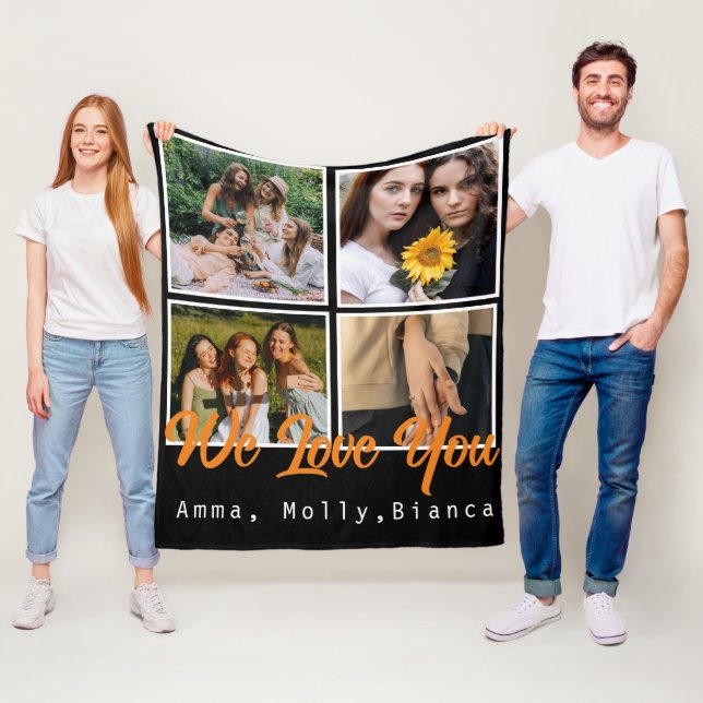 Cobertor De Velo Aniversário personalizado colagem de fotos preto b (In Situ)