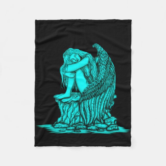 Cobertor De Velo Anjo dormindo na pedra (Frente)