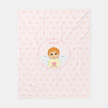 Anjo Fofo com padrão de coração em rosa claro
