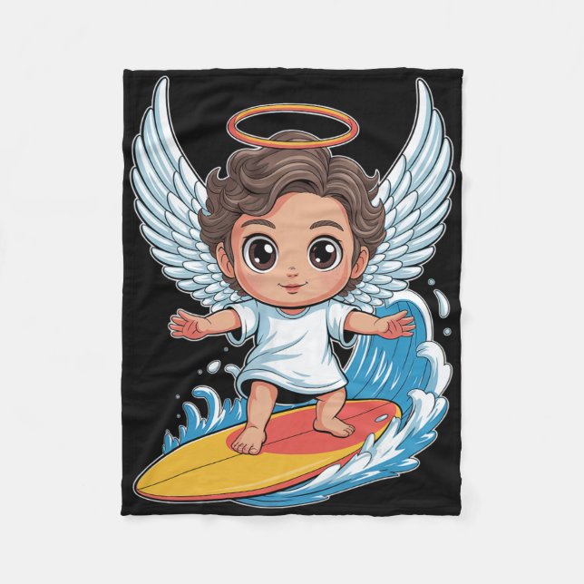 Cobertor De Velo Anjo Fofo de Surf Chibi (Frente)