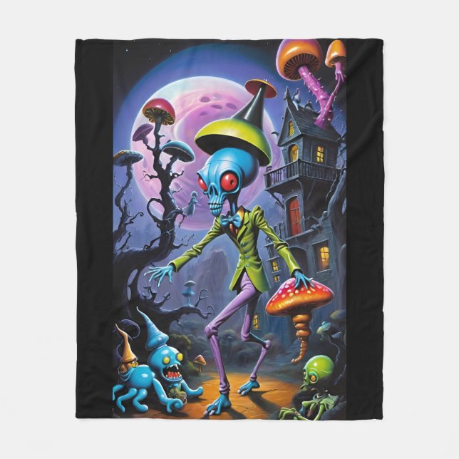 Cobertor De Velo Ankle Biter em Shroom Town Pop Fantasy (Frente)