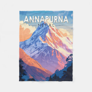 Cobertor De Velo Annapurna Nepal Viagem Art Vintage