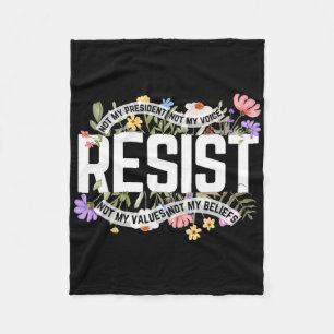 Cobertor De Velo Anti-trump Floral Resist Not My President - Preto,