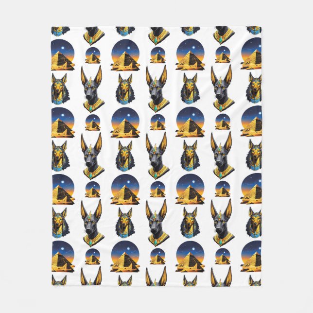 Cobertor De Velo Antiga Pirâmide do Egito, Anubis - Design (Frente)