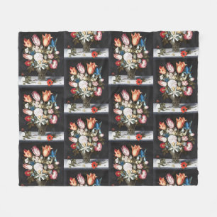 Cobertor De Velo Antigo Bosschaert Tulipas e Rosas Holandeses Arte