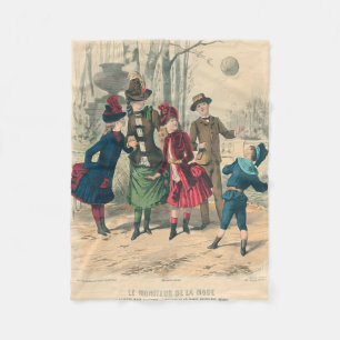 Cobertor De Velo Antigos Crianças Vitorianas Jogam Bola 1880 Invern