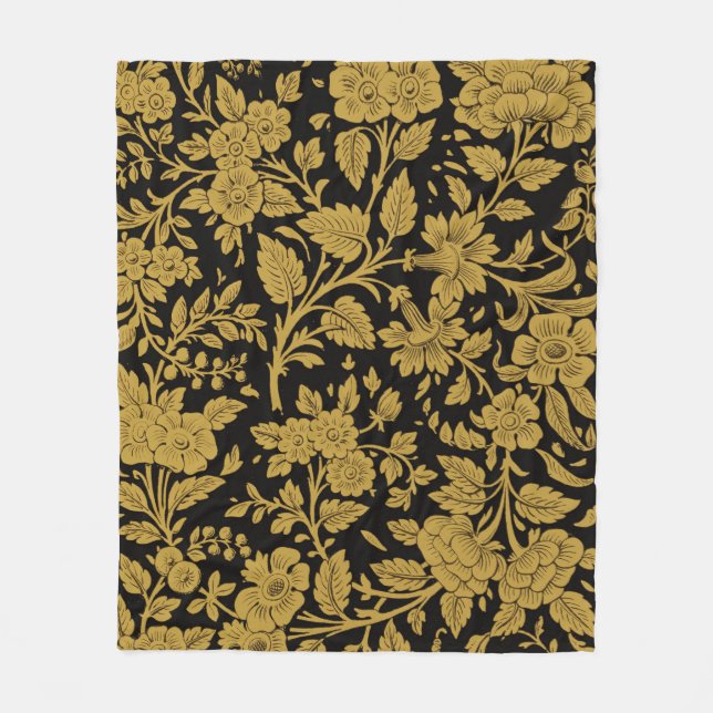 Cobertor De Velo Antique Gold Floral Indian Lac-work Black Pattern (Frente)