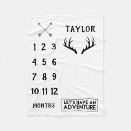 Cobertor De Velo Antler Adventure Baby Boy Milestone Blanket