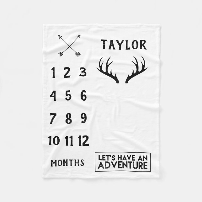 Cobertor De Velo Antler Adventure Baby Boy Milestone Blanket (Frente)