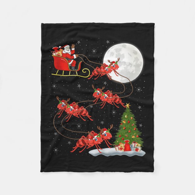 Cobertor De Velo Ants Santa Sleigh Flying Funny Magical Christmas T (Frente)