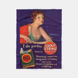 Cobertor De Velo Anúncio afortunado do cigarro do 1920 das greves
