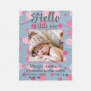 Cobertor De Velo Anúncio de Nascimento de Foto do Menino Azul Moder