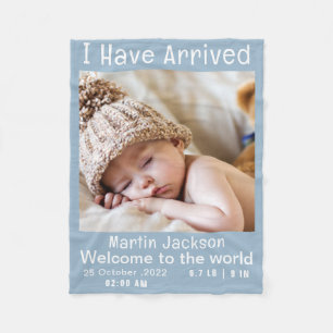 Cobertor De Velo Anúncio de Nascimento de Foto do Menino Azul Moder