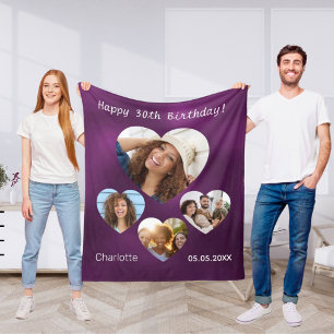 Cobertor De Velo Apelido de aniversário idade foto coração colagem 