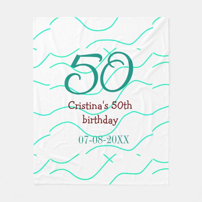 Cobertor De Velo Apelido vermelho verde para aniversário de 50 anos (Frente)