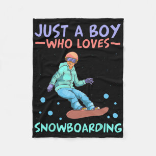 Cobertor De Velo Apenas Um Menino Que Adora Snowboard Esquiando Sno
