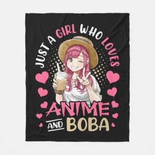 Cobertor De Velo Apenas Uma Menina Que Ama Anime E Boba Tea Gift Gi