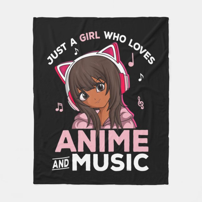 Cobertor De Velo Apenas Uma Menina Que Ama Anime E Música Black Gir (Frente)