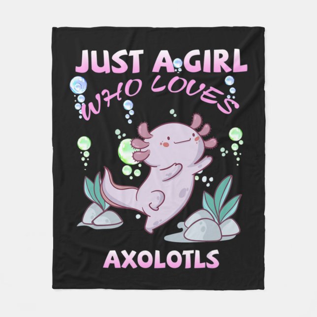 Cobertor De Velo Apenas Uma Menina Que Ama Axolotls Anime Kawaii Gi (Frente)