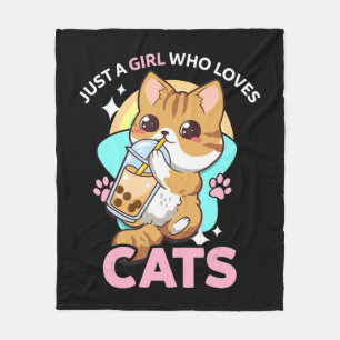 Cobertor De Velo Apenas Uma Menina Que Ama Gatos Boba Bubble Milk T