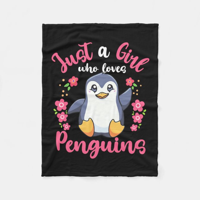Cobertor De Velo Apenas Uma Menina Que Ama Pinguins (Frente)