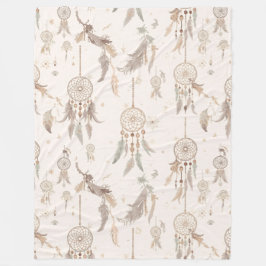 Cobertor De Velo Apoiador de Sonhos Boho Penas Celestiais Fleece Ma