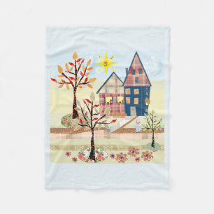 Cobertor De Velo Applique, casas, aldeia