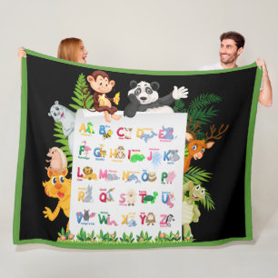Cobertor De Velo Aprender Alfabeto e Educação Animal Fleece Blanket