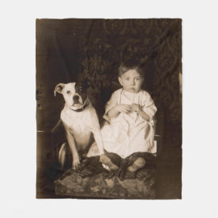 Cobertor De Velo aproximadamente 1910 pitbull e bebê RPPC