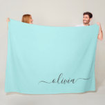 Cobertor De Velo Aqua Blue Teal Modern Script Girly Monographic Nam<br><div class="desc">Nome do Monograma Simples do Teal Azul Aqua e Blanket de Folha Inicial. Isto faz o doce e perfeito aniversário de 16 anos,  casamento,  chá de panela,  aniversário,  chá de fraldas ou festa de solteira presente para alguém que ama luxo de luxo e estilos quíticos.</div>