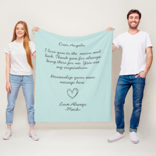 Cobertor De Velo Aqua - Letra ou Mensagem de Amor Manuscrita