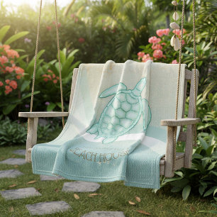 Cobertor De Velo Aqua náutico ID623 azul da tartaruga da casa de
