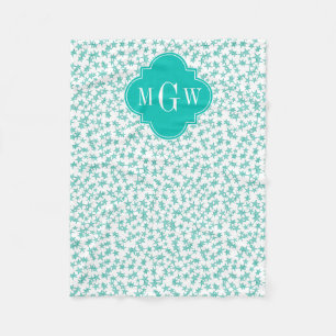 Cobertor De Velo Aqua/Turq White Stars Tea Quatrefoil 3 Monograma