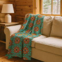 Aqua Turquoise Blue Orange Red Tribe Art