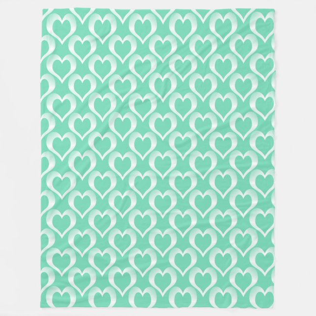 Cobertor De Velo Aquamarine White Hearts Pattern (Frente)