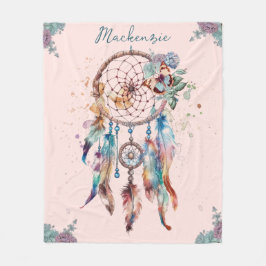 Cobertor De Velo Aquarela Boho Dreamcatcher Nome Personalizado