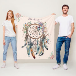 Cobertor De Velo Aquarela Boho Dreamcatcher Nome Personalizado