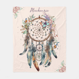 Cobertor De Velo Aquarela Boho Dreamcatcher Nome Personalizado