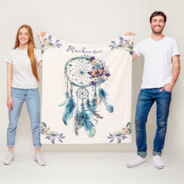 Cobertor De Velo Aquarela Boho Dreamcatcher Nome Personalizado
