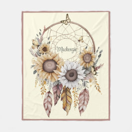 Cobertor De Velo Aquarela Boho Dreamcatcher Nome Personalizado